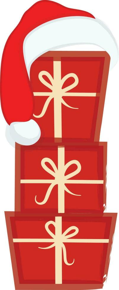 regalo cajas y cinta con Navidad sombrero. vector