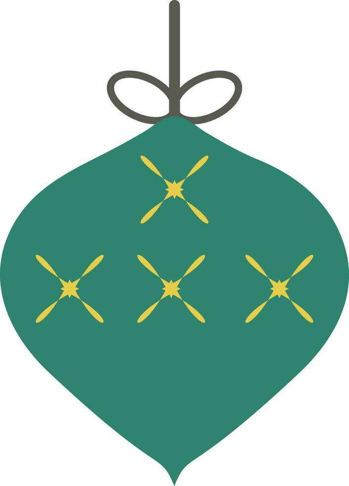 Flowers decorated hanging christmas ball with ribbon. vector
