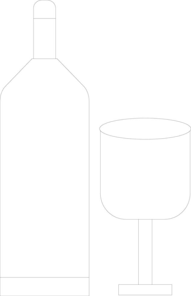 Line art icon of Bottle and glass for Food and Drink concept. vector