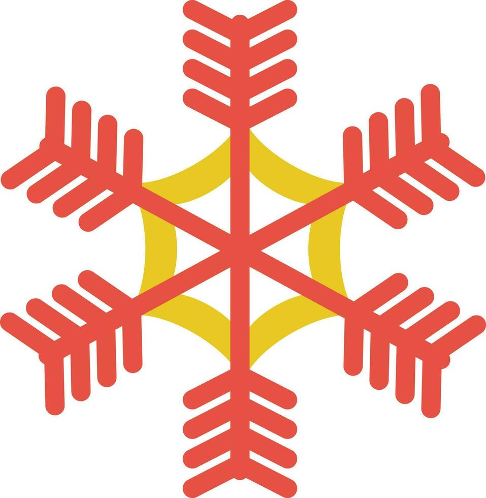 Yellow and red color icon of Sonwflake. vector