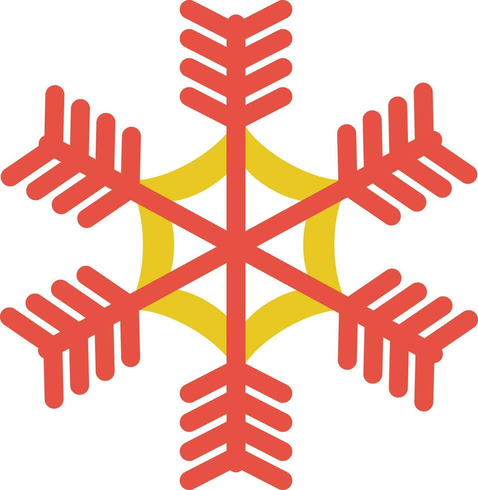 amarillo y rojo color icono de copo de nieve vector