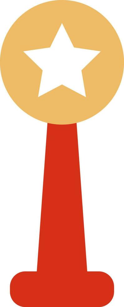 Isolated red and yellow icon of Trophy with star. vector