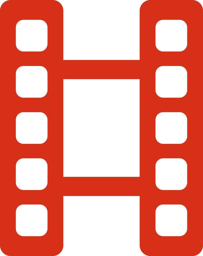 rojo película tira icono en plano estilo. vector