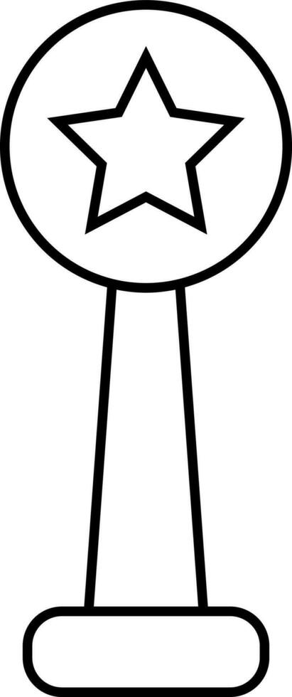 Isolated line art icon of Trophy with star. vector