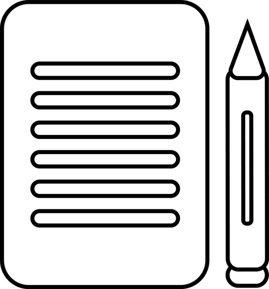 Line art icon of pen and paper. vector