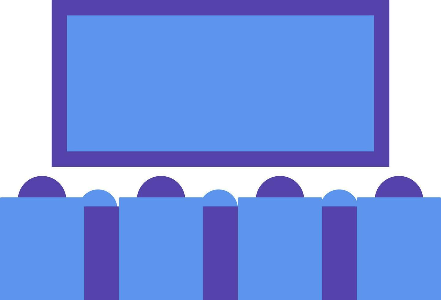 Cinema hall with screen and seats in illustration. vector