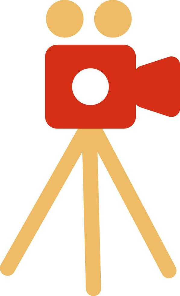 Red and yellow Video recording camera icon. vector