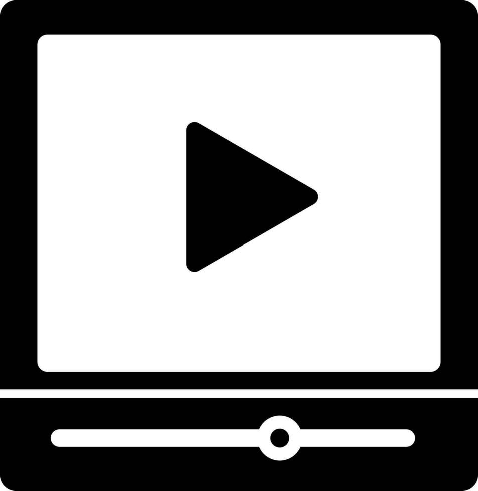 Button icon in black for play video in cinema concept. vector