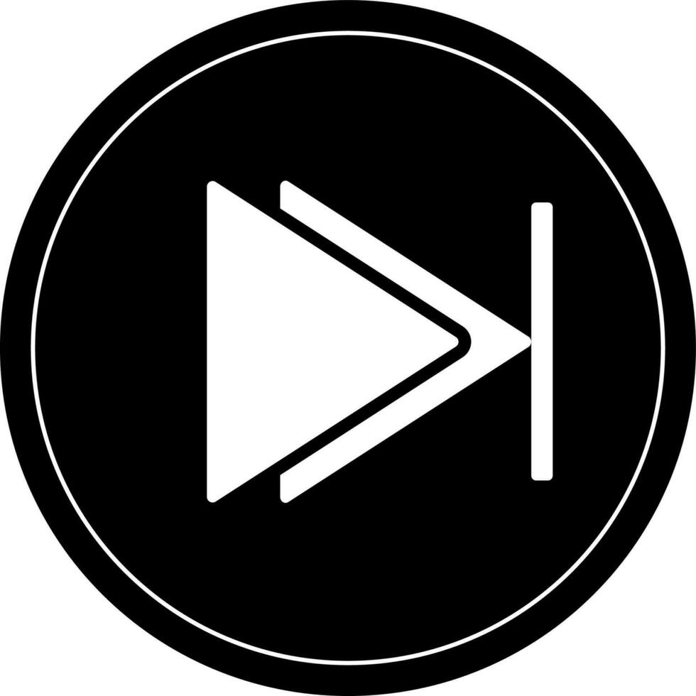 Icon of button for play next symbol in black style. vector