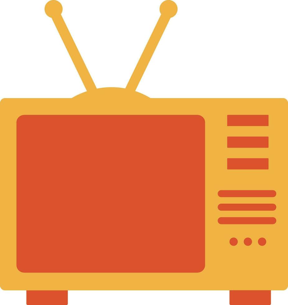 Color style of television icon with antenna for broadcast. vector