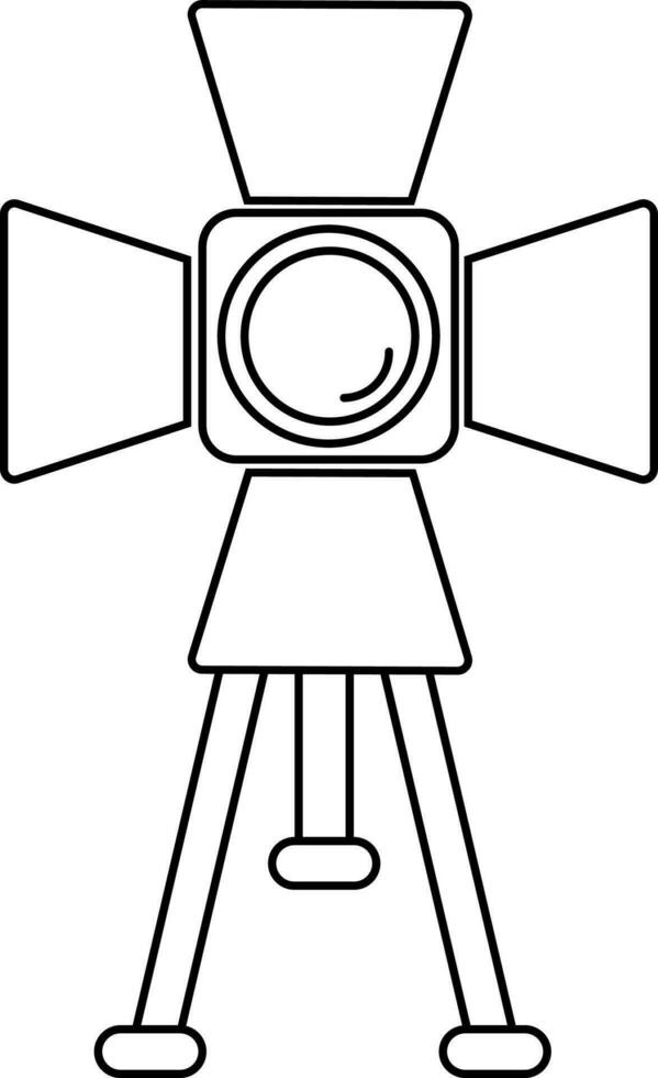 Spotlight icon with stand for cinema concept in stroke. vector