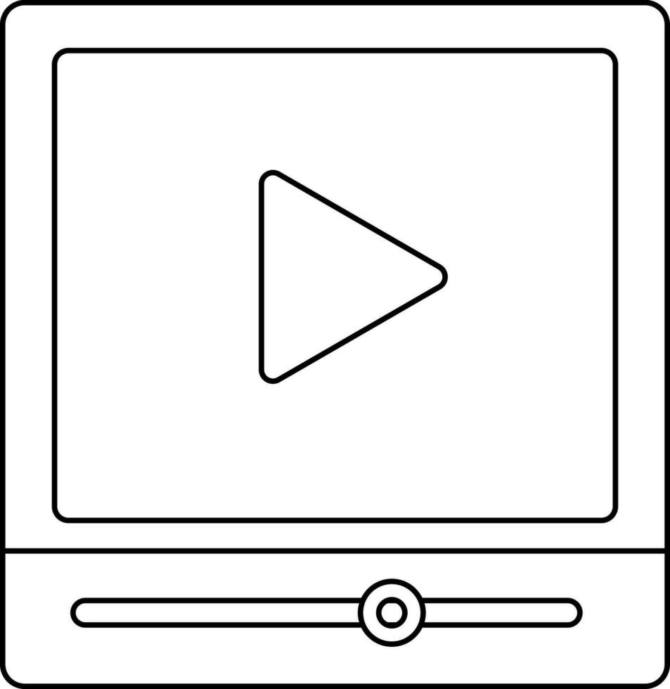 Stroke style of button icon for play video in cinema. vector