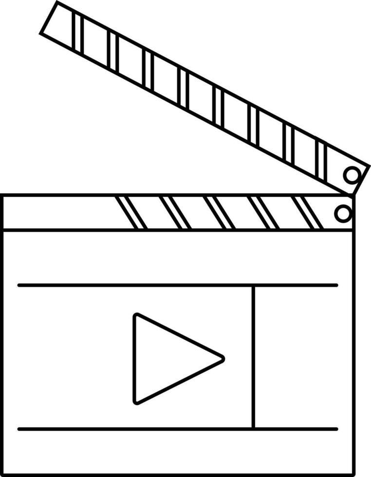 Clapperboard icon in stroke with video sign for action in cinama. vector