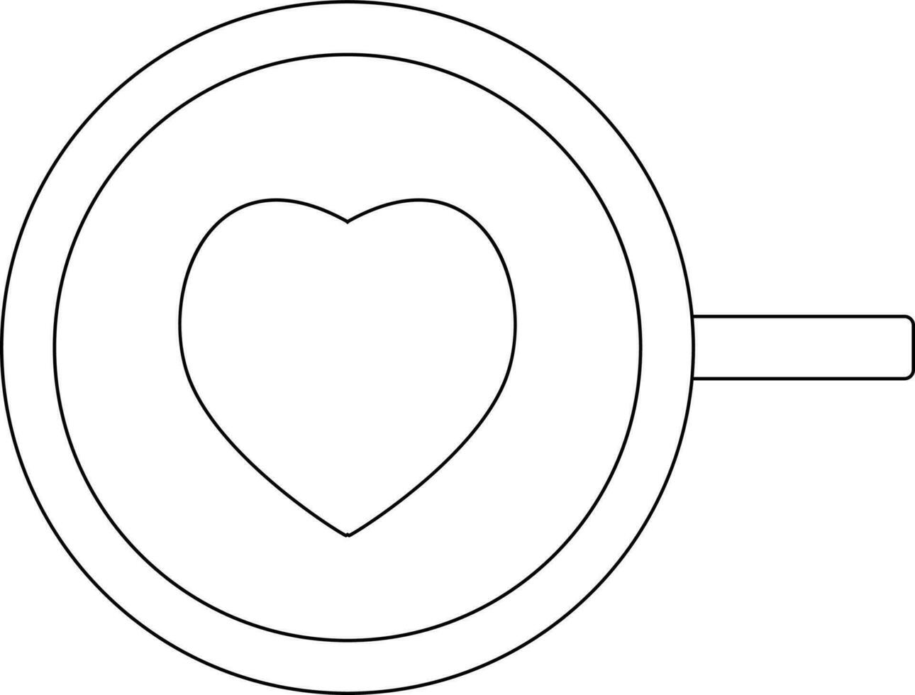 Cup top view icon in black line art illustration. vector