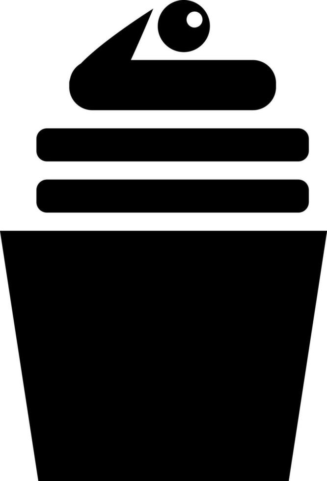 Black and White cupcake icon in flat style. vector