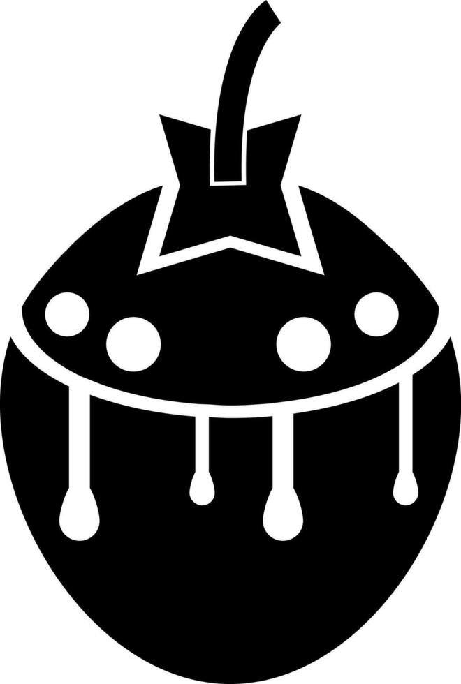 Black and White strawberry icon or symbol in flat style. vector