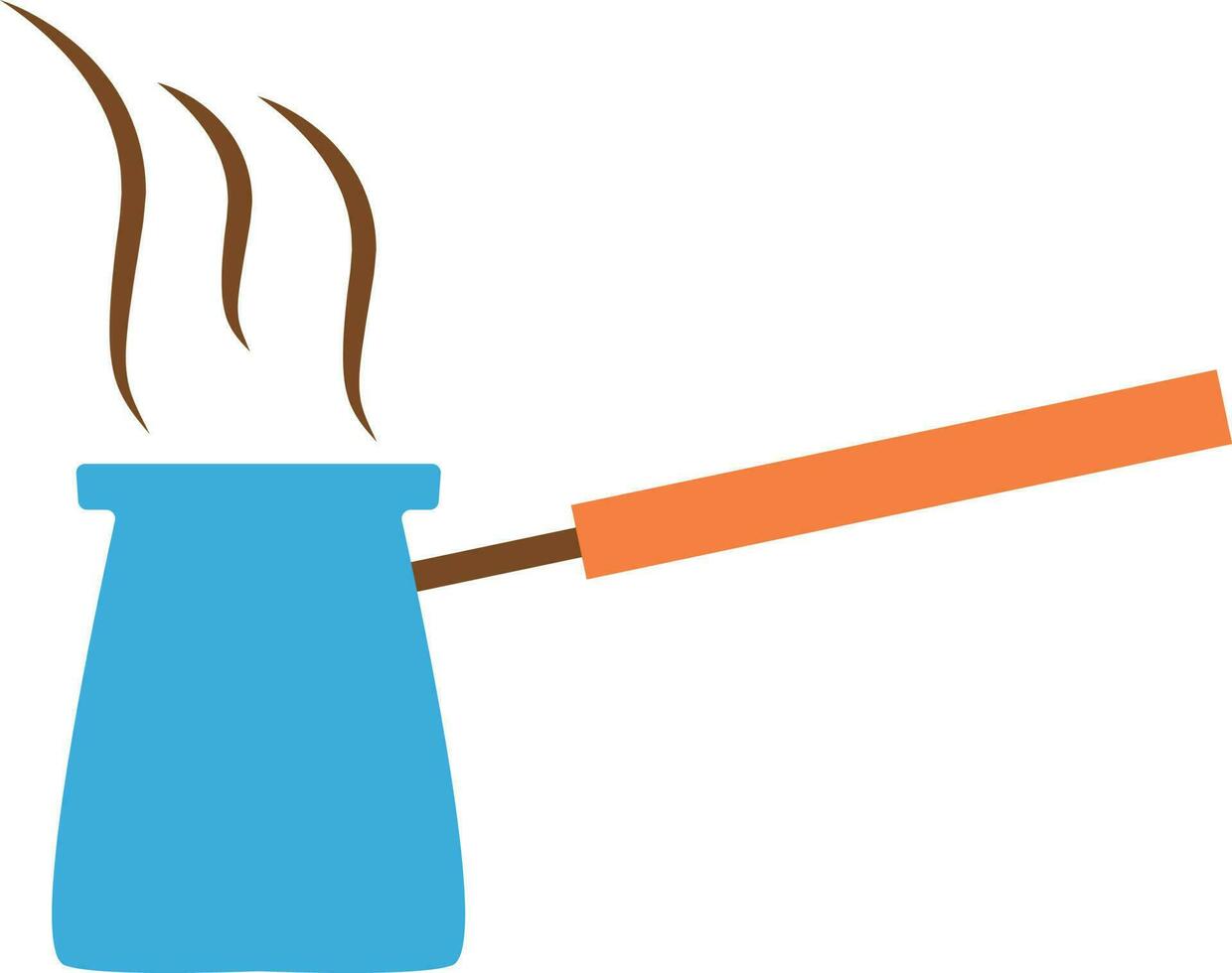 Blue and orange hot turkish cezve. vector