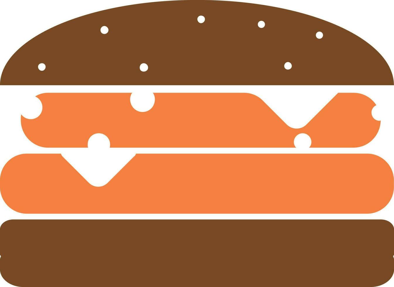 Brown and orange burger decorated dots. vector