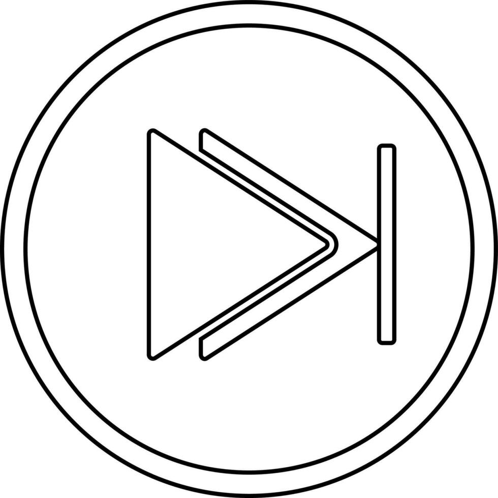 Stroke icon of button for play next symbol in isolated. vector