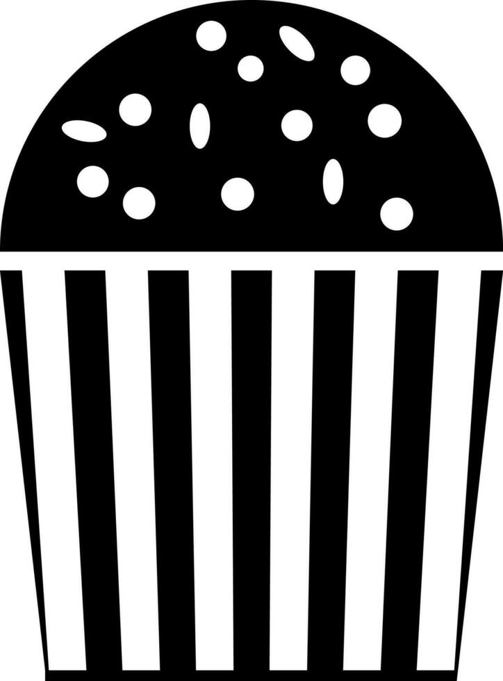 Glyph icon or symbol of cupcake in Black and White color. vector