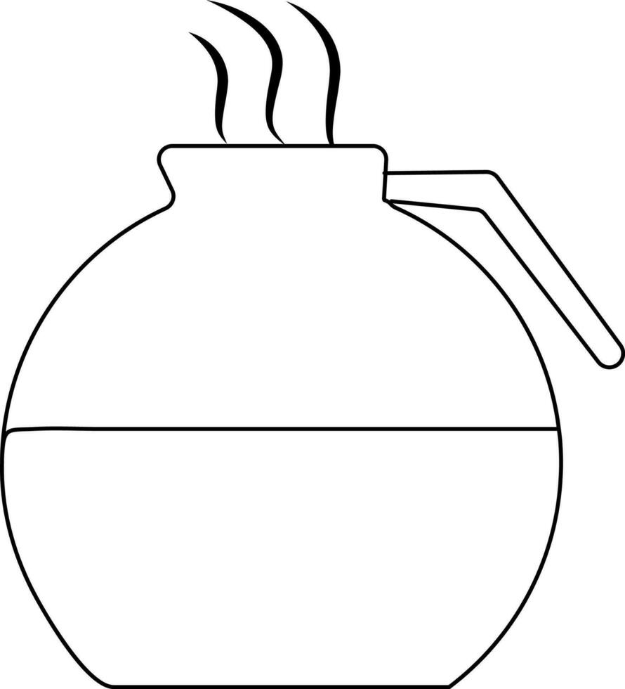 Hot teapot in line art illustration. vector