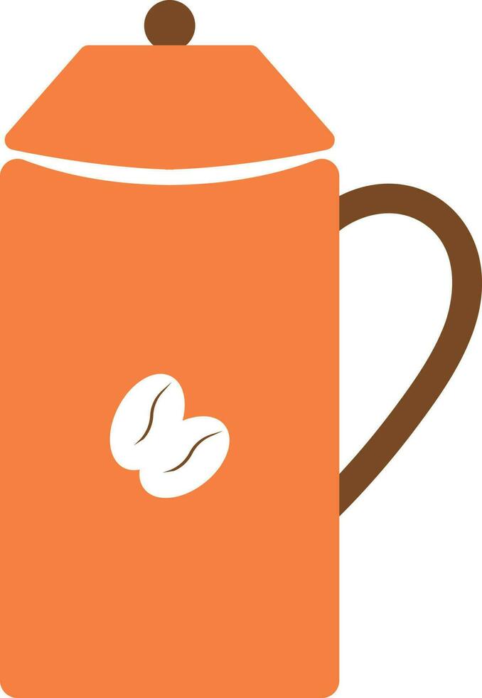 Coffee jug made by orange and brown color. vector