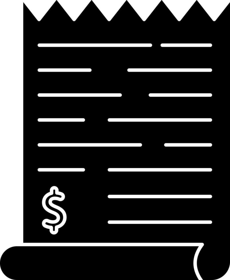 Black and White invoice icon in flat style. vector