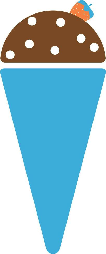 Blue and brown ice cream decorated with strawberry. vector
