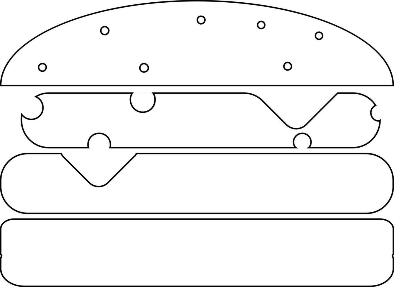 ilustración de hamburguesa en negro línea Arte. vector