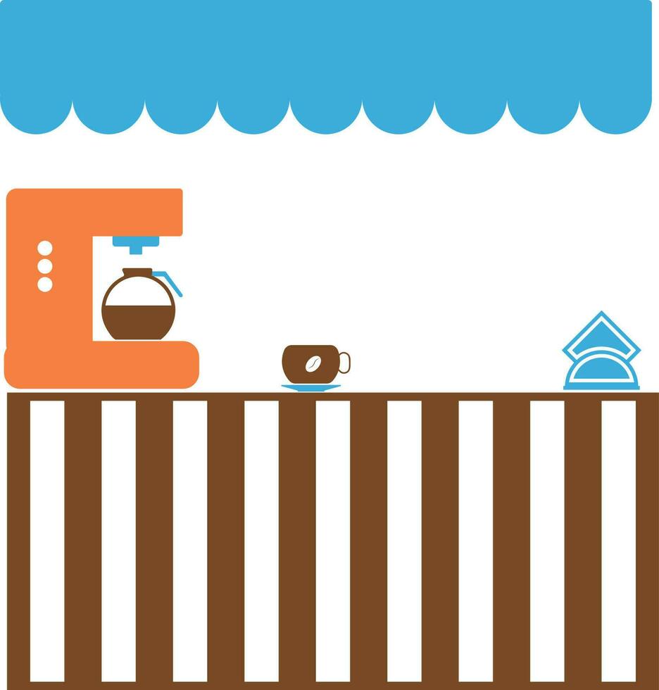 Street coffee stand in flat style. vector