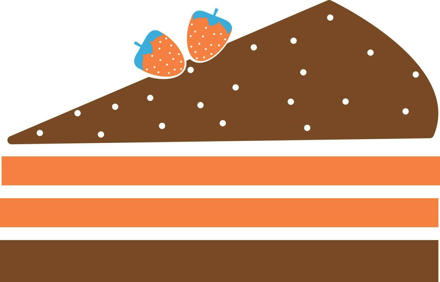 Orange strawberry decorated brown pastry. vector
