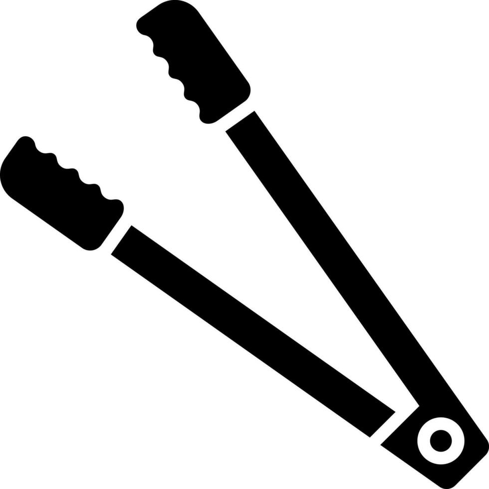 Black and White tongs icon in flat style. vector