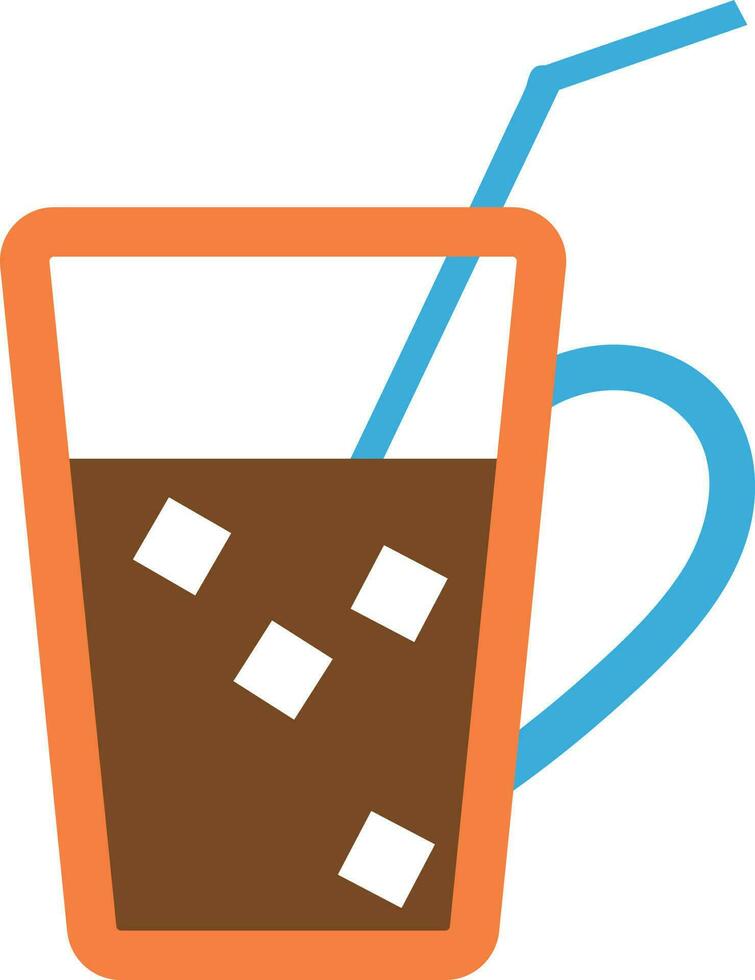 Coffee mug with straw in flat style. vector