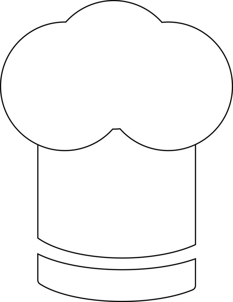 Black line art illustration of chef hat in flat style. vector