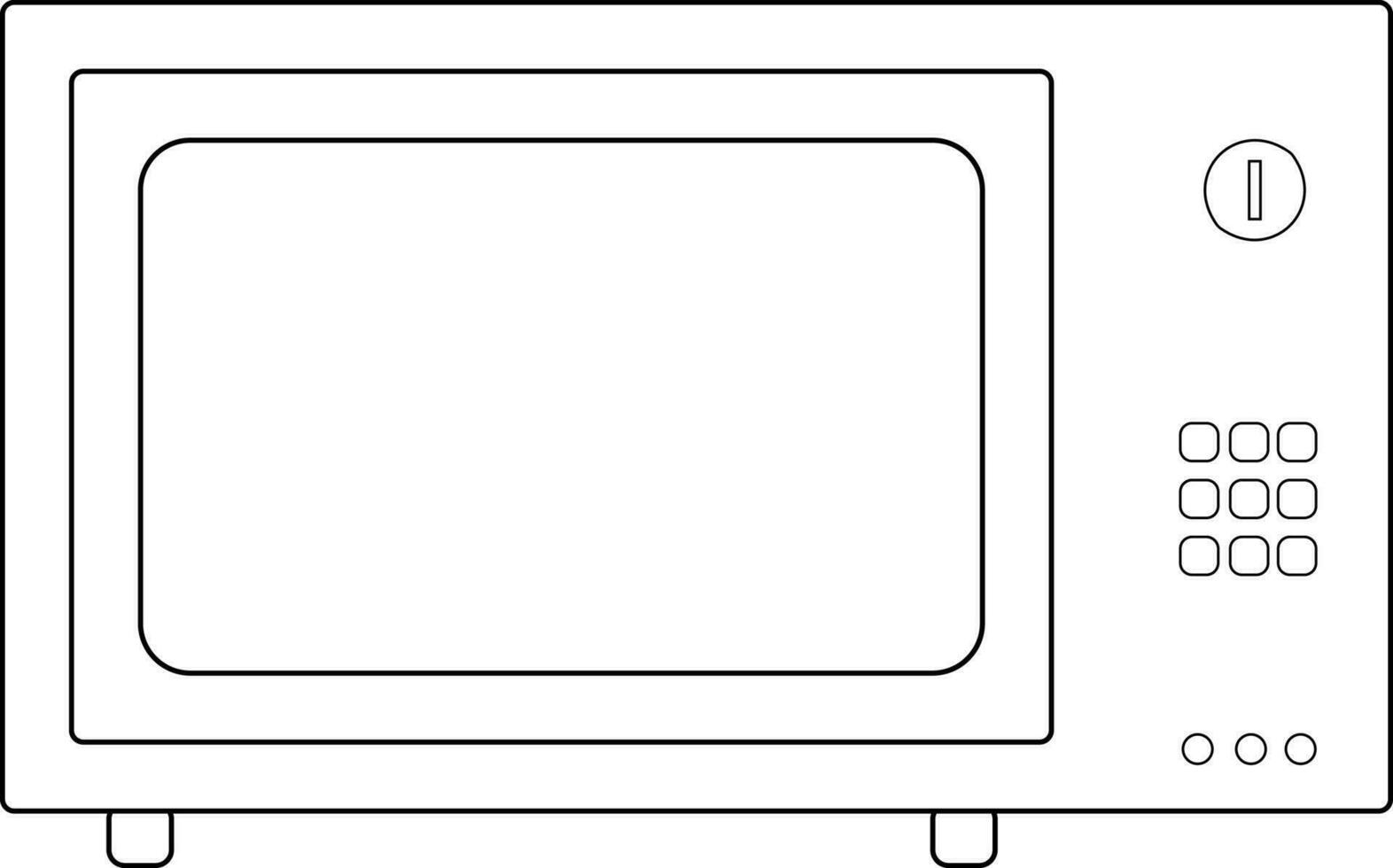 Illustration of microwave in black line art. vector
