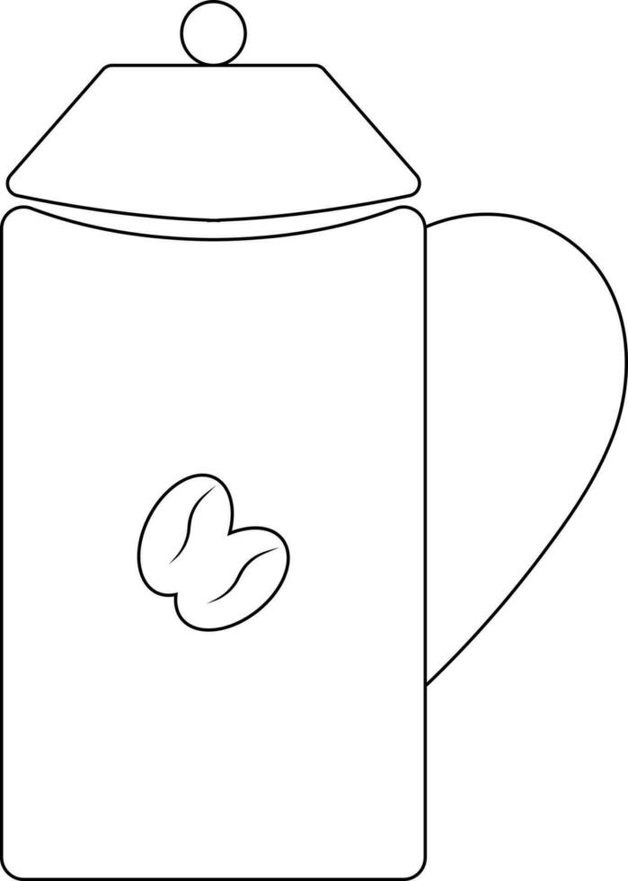 Black line art illustration of coffee jug. vector