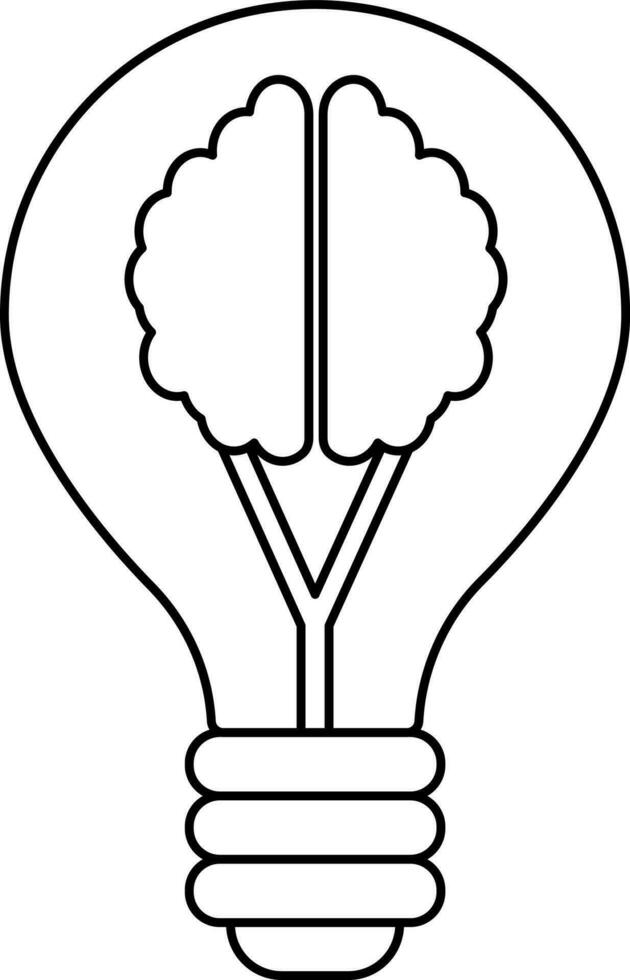 Icon of bulb inside brain in illustration. vector