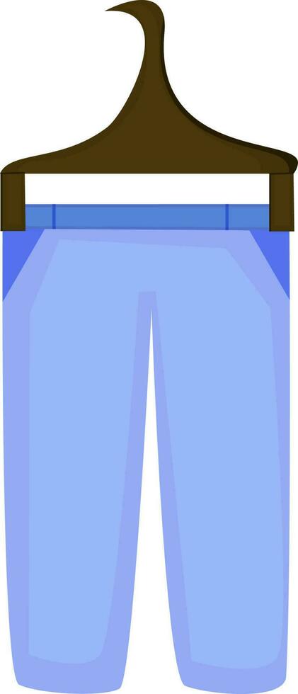 Illustration of blue color trouser on hanger. vector