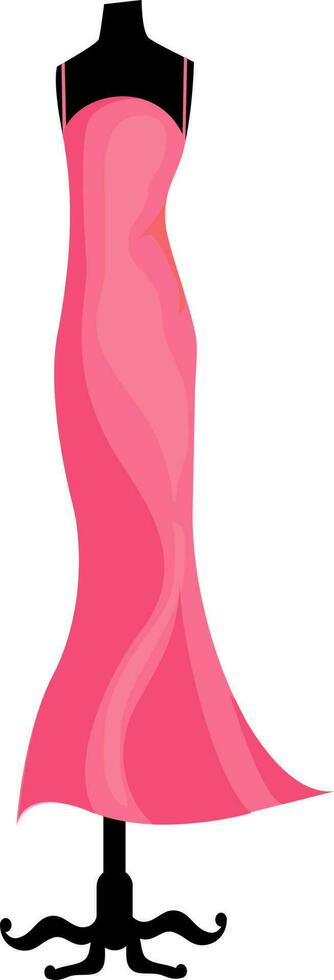 Elegant long pink dress on mannequin. vector