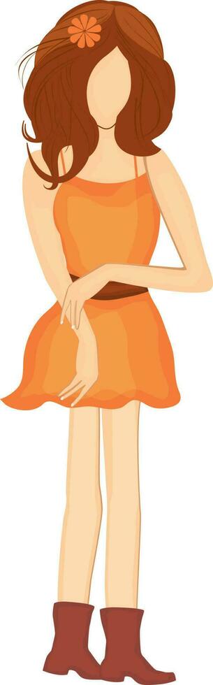 Cartoon character of girl in standing pose. vector