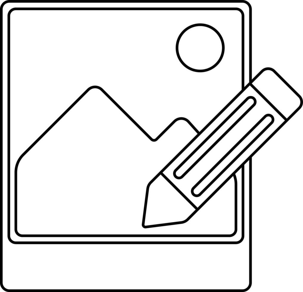 Creative icon of pencil with picture. vector