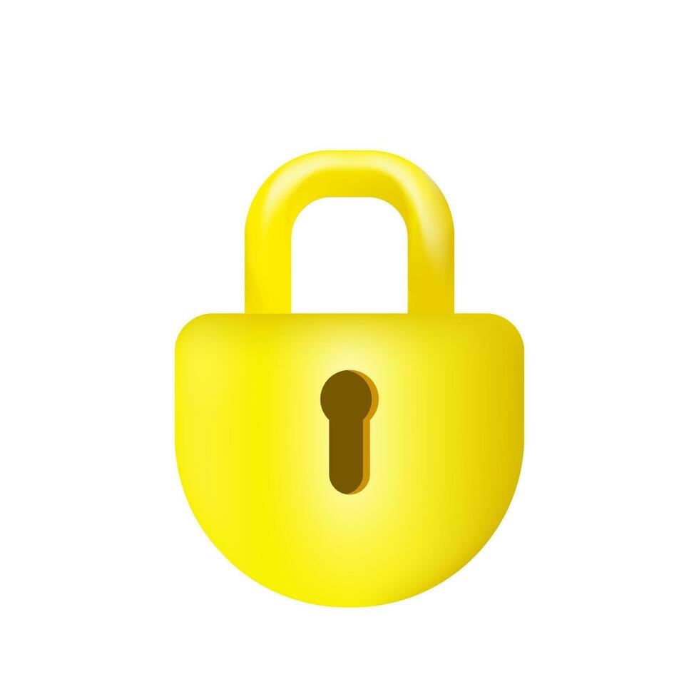 3D Cartoon Padlock Golden Color Vector Game Resource