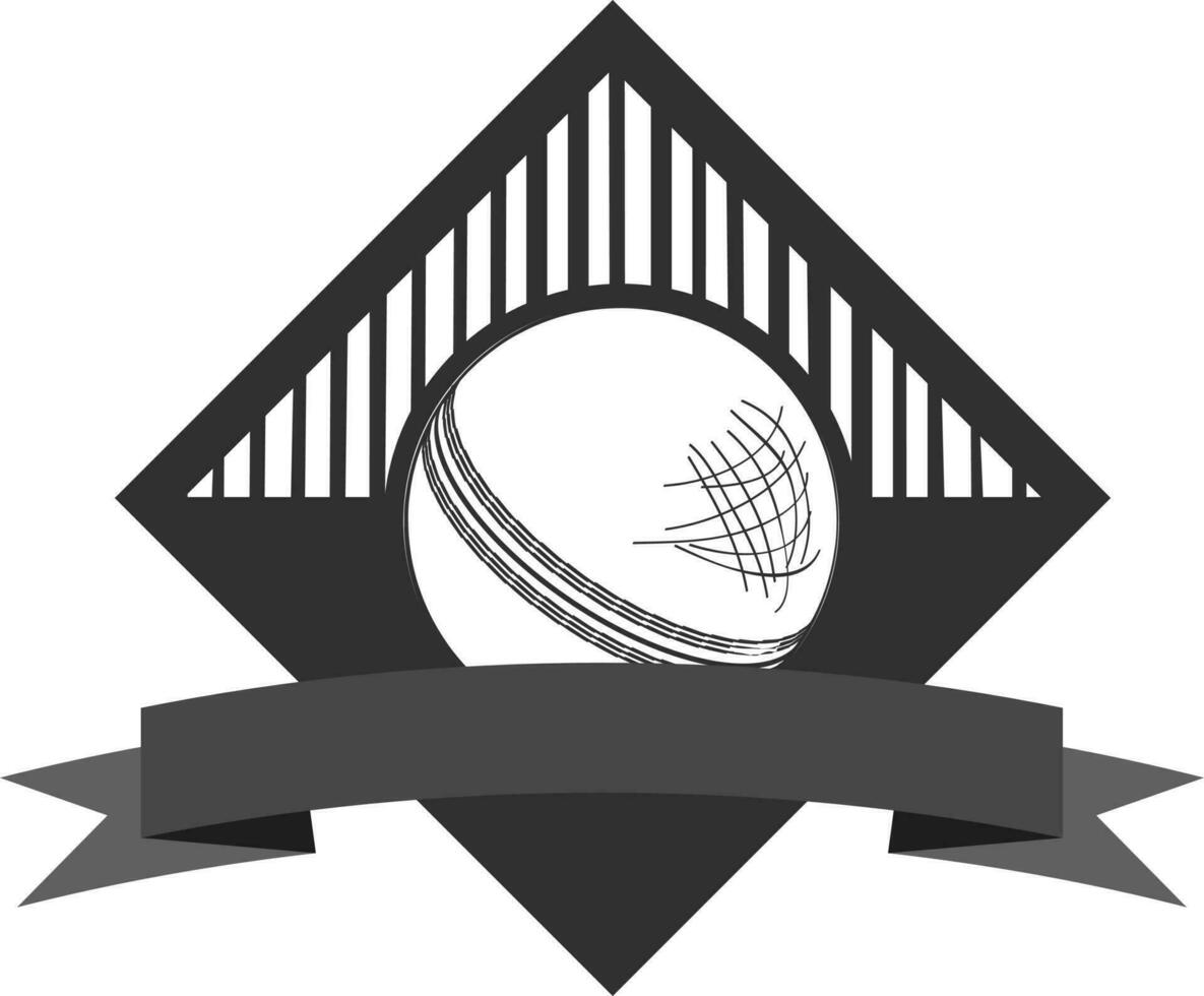 Cricket ball icon on shield. vector