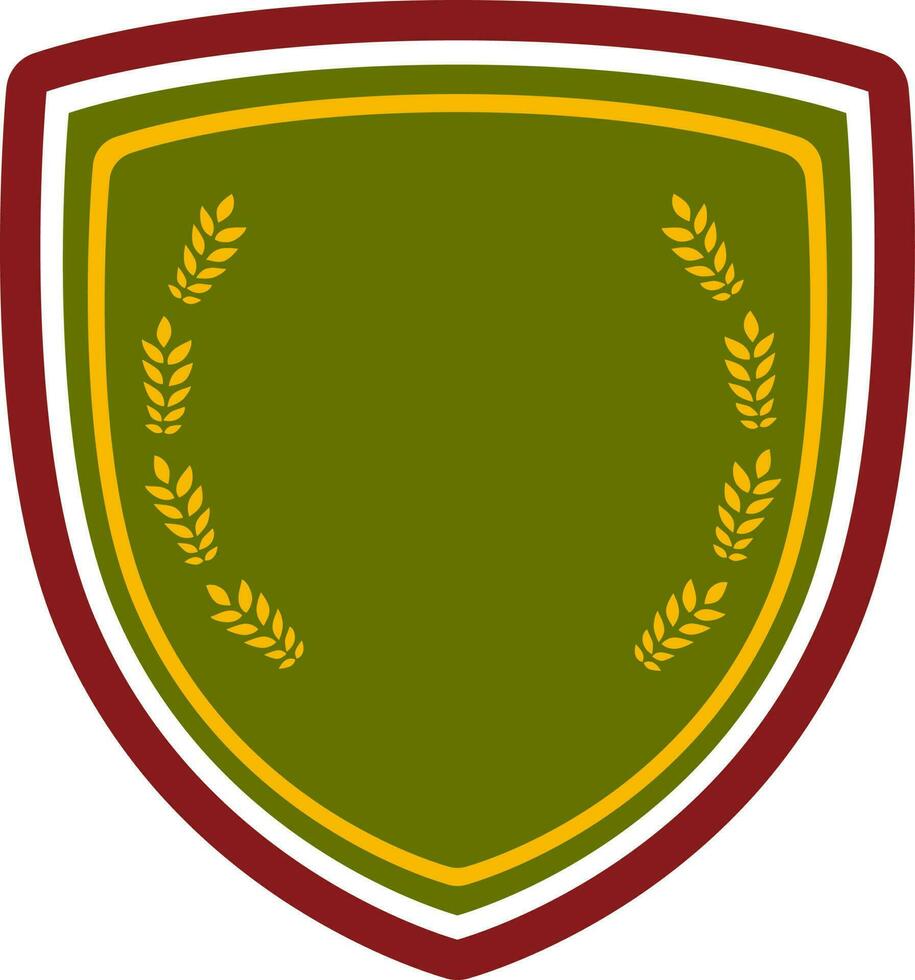 Winning shield in maroon, white and green colors. vector