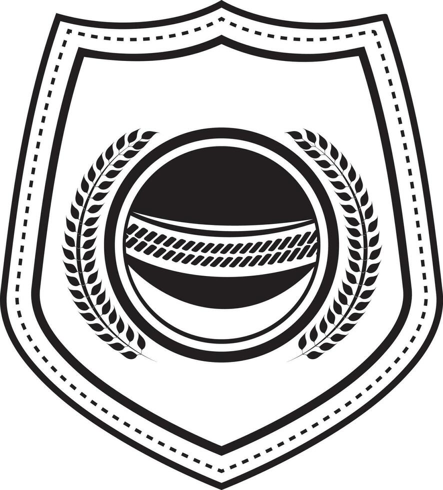 Black illustration of a shield for Cricket. vector