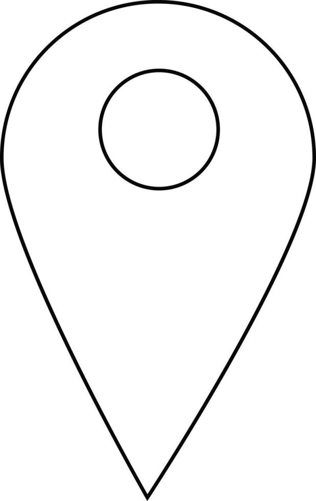 Blank map pointer in black line art. vector