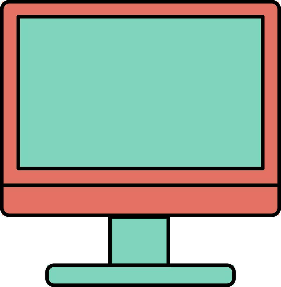 Icon of desktop in green and orange color. vector