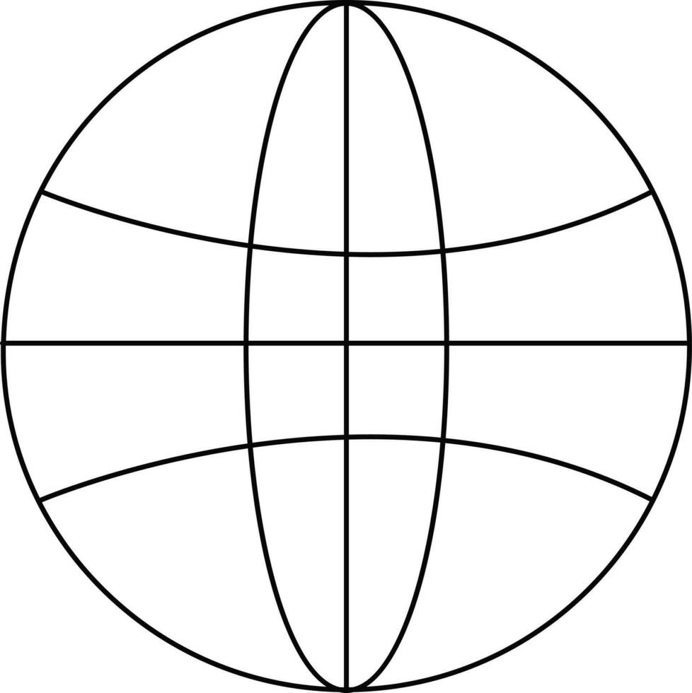 Earth globe in black line art. vector