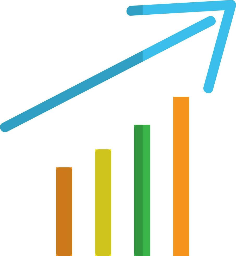 Colorful growing graph in flat style. vector