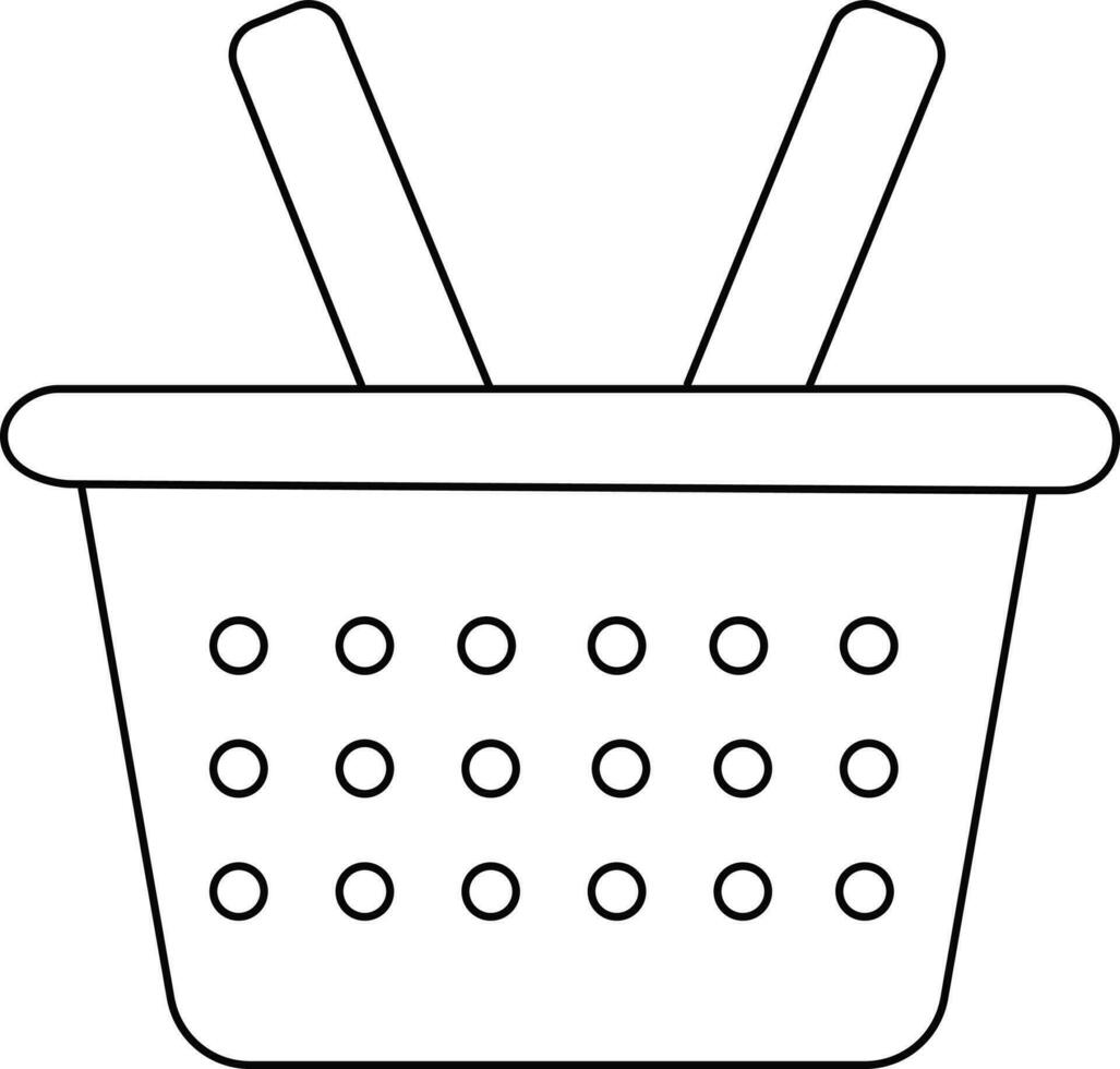 Black line art stylish shopping basket. vector